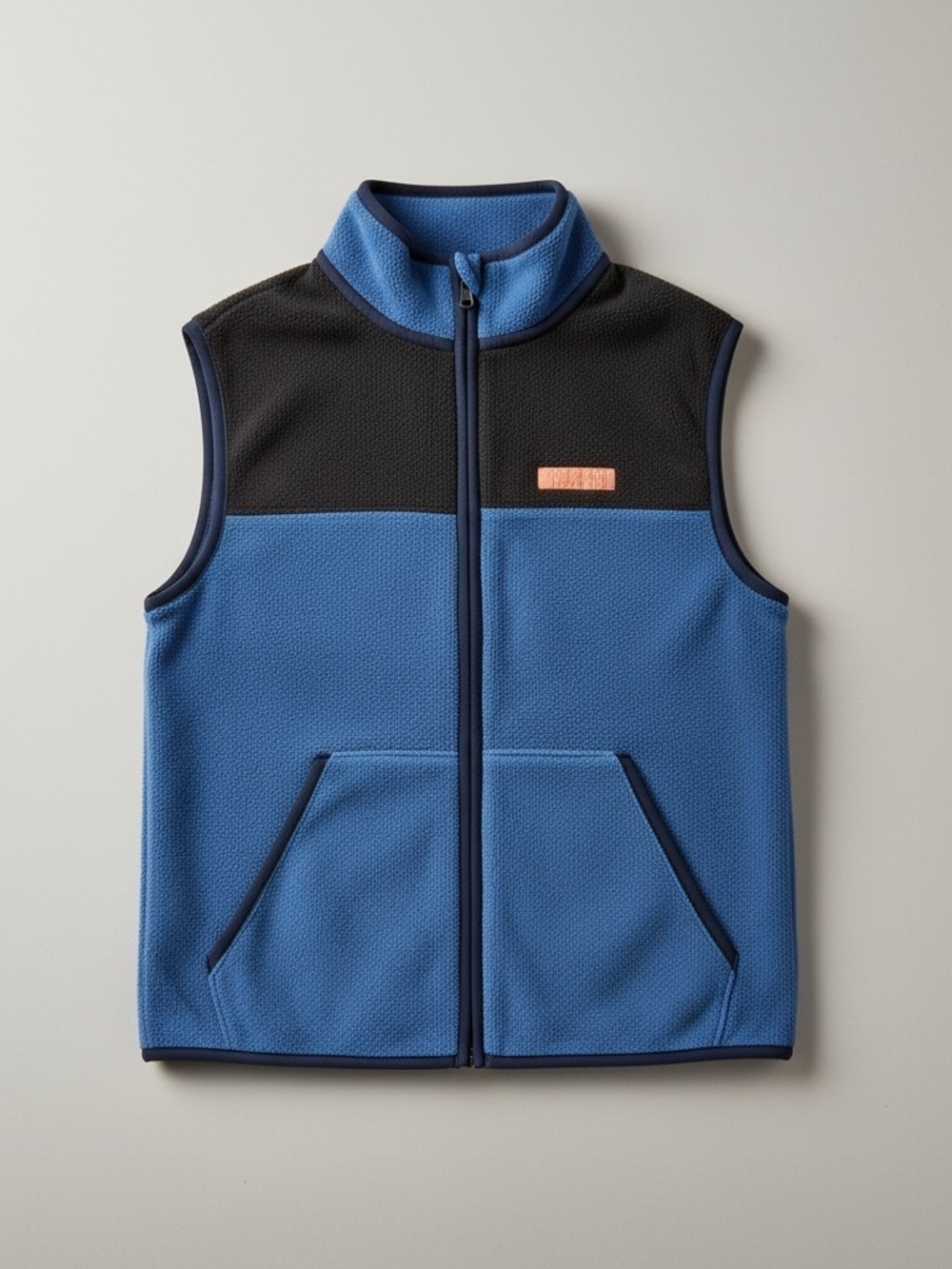 Vineyard Vines Blue & Black Kids Fleece Vest - Zip Front Sz 16